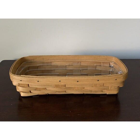 Longaberger Cracker Basket with Clear Plastic Protector Vintage 2003 USA - Picture 1 of 11